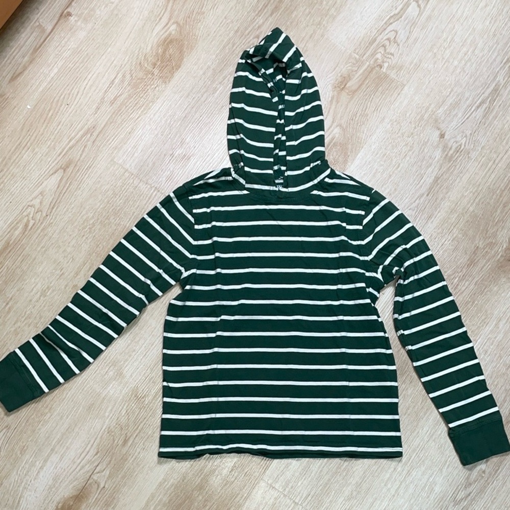 Crewcuts Hooded Striped Long Sleeve Sporty Cotton Shirt L 10/11 J. Crew